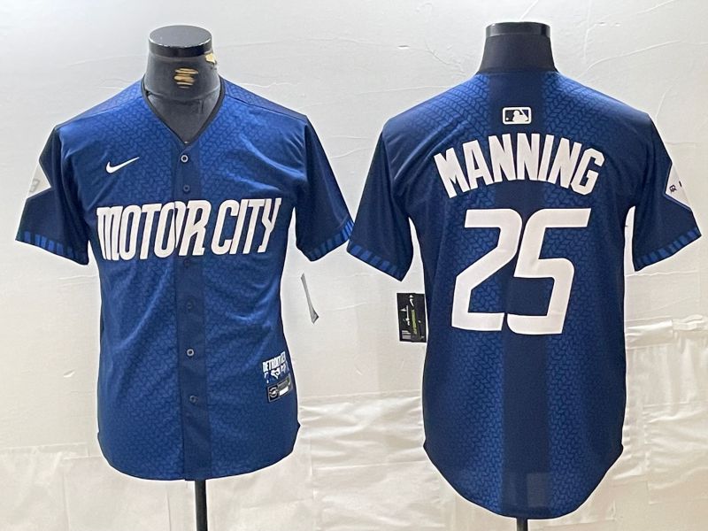 Men Detroit Tigers #25 Manning Blue City Edition Nike 2024 MLB Jersey style 1